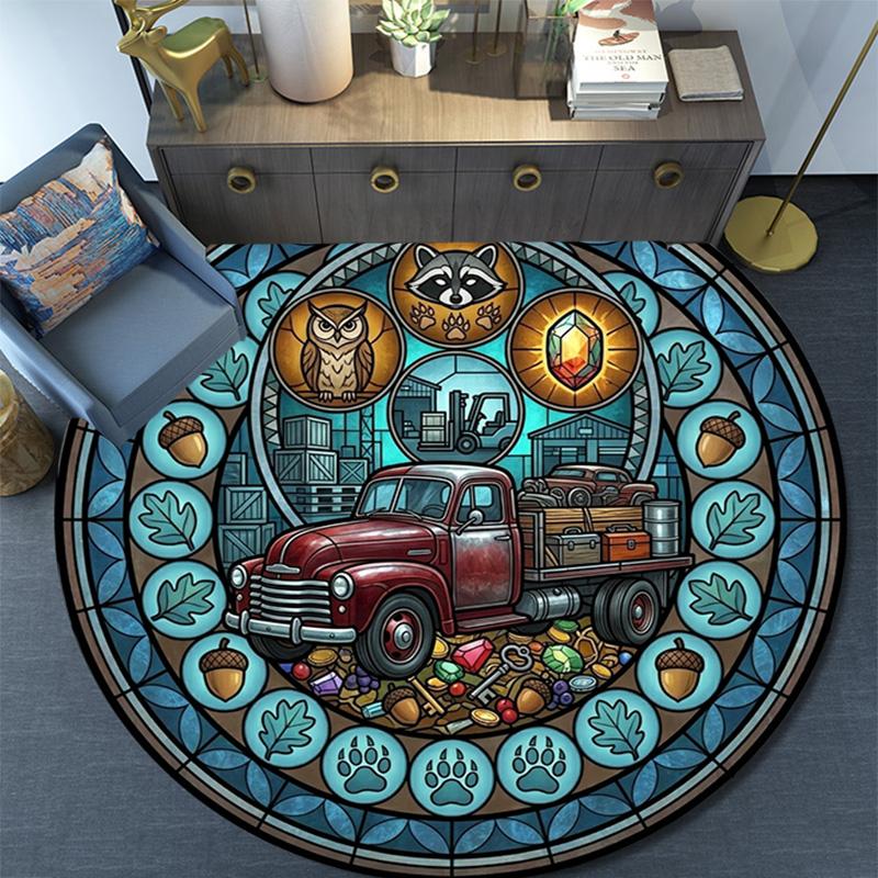 Automotive Glass Art Round Area Rug Under Office Chairs Bedroom Living Room Home Decor