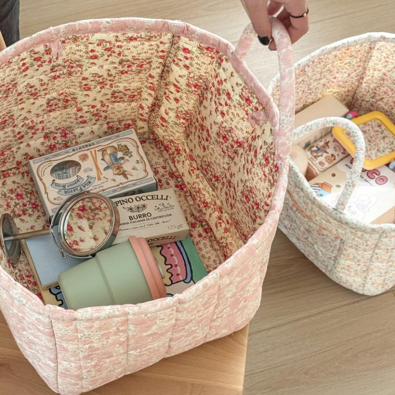 Rural Flower Dirty Clothes Basket, High-Value, Fashionable, Large Capacity Foldable Garbage Storage Basket