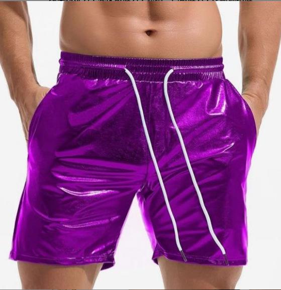 

2024 Мужские повседневные пляжные шорты из лакированной кожи для трансграничной торговли 2XL фиолетовый