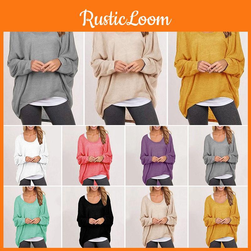 Elegant Women Plus Size Long Sleeve Pullover T-shirt With Loose Baggy Casual Fit
