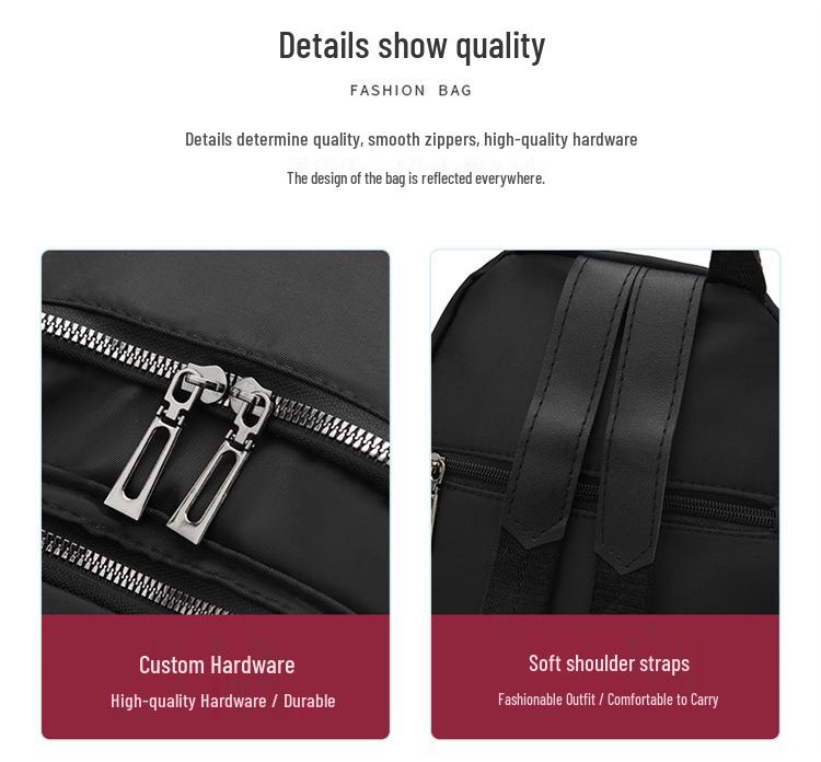Women's Casual Black Backpack - New Style, Large Capacity, Double Shoulder School Bag