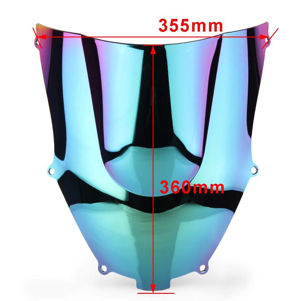 YUANYE Motorcycle Windshield for ZX9R 2000 2001 2002 2003 2004 2005 00 01 02 03 04 05 Double Bubble Windproof ABS Plastic ZX-9R 2000-2005 (Black)