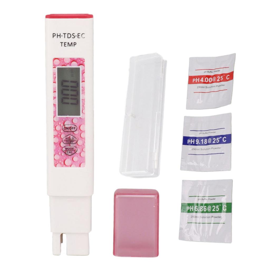 Digital Water Tester Pen 4 in 1 Accurate Sensitive Portable PH TDS EC Temperature Water Quality Meter Pink