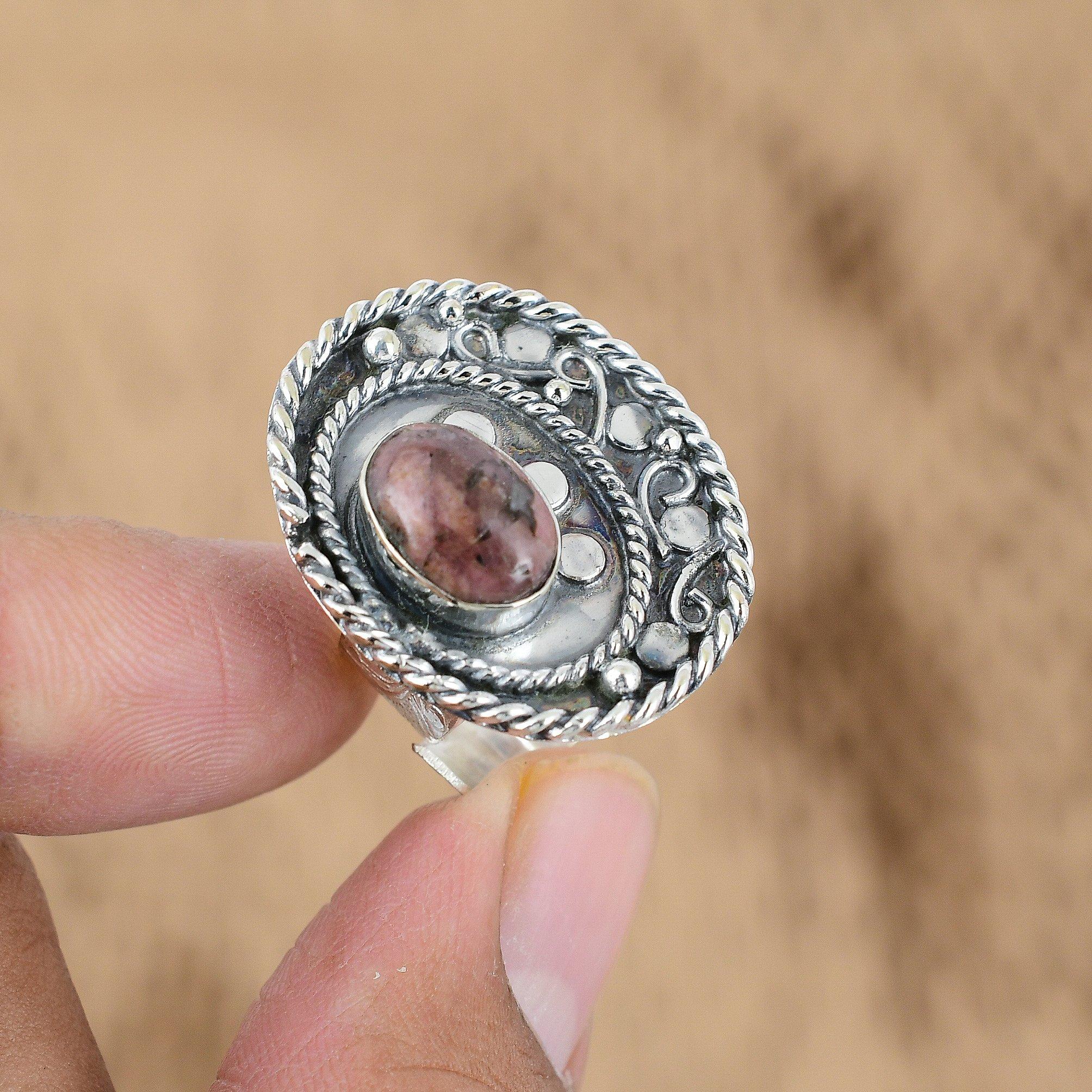 

Sterling Silver Coffee Bean Jasper Stone Promise Art Deco Statement Wife Ring Yes