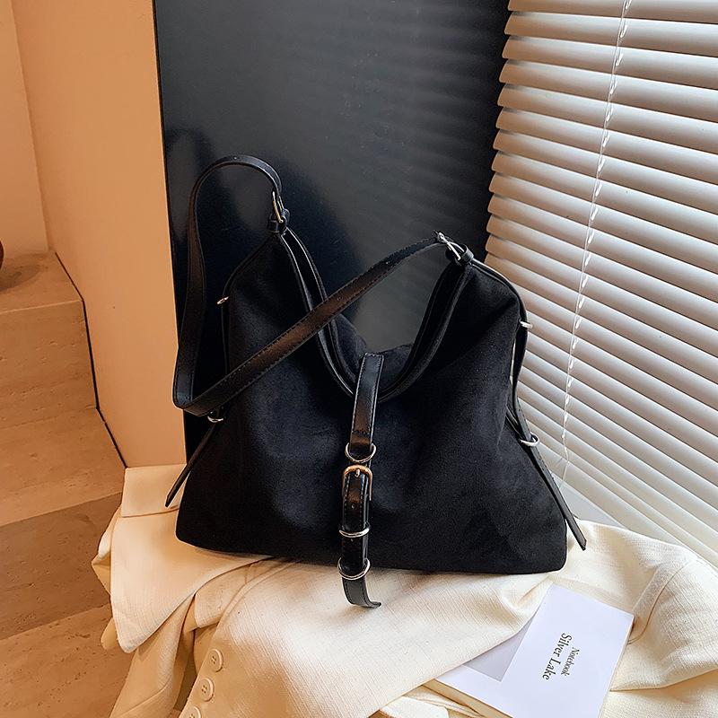 Casual Retro Suede Bag Women's Fashion Versatile Messenger Bag Shoulder Commuter Tote Bag