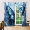 Set Of 2 Versatile Polyester Transparent Curtains Home Decoration Blue Butterfly Use Bedrooms Living Rooms Curtain Ideal For Area