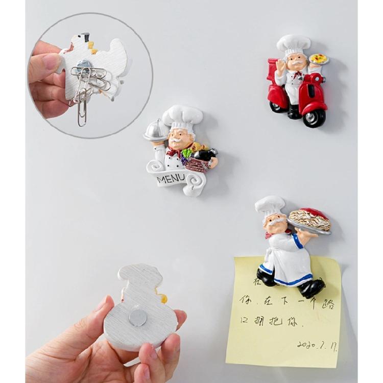 Set of 4pcs Chef Figurine Statue Decorations Stickers for Kitchen Restaurant