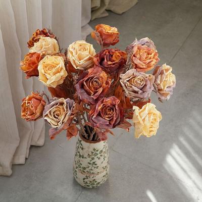 Flower Arrangement Retro Artificial Rose Branch Lifelike Plastic Fake Flowers Luxury Handmade Artificial Greenery Birthday Decor