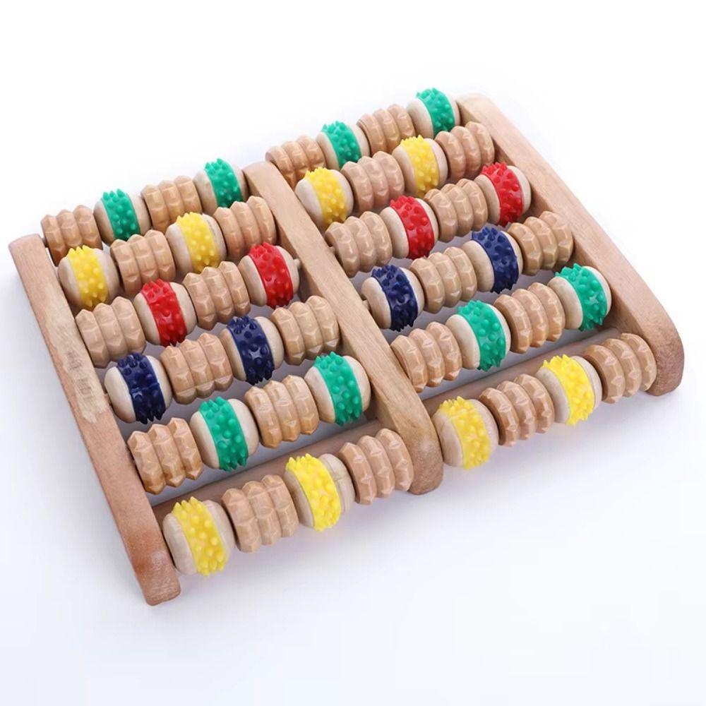 5/6 Row Foot Massage Roller Colorful Foot Shiatsu Roller Wooden Foot Massager  Household