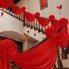 Large Red Hydrangea Wedding Room Decoration Set for Stair Handrails and Rural Villa Celebrations