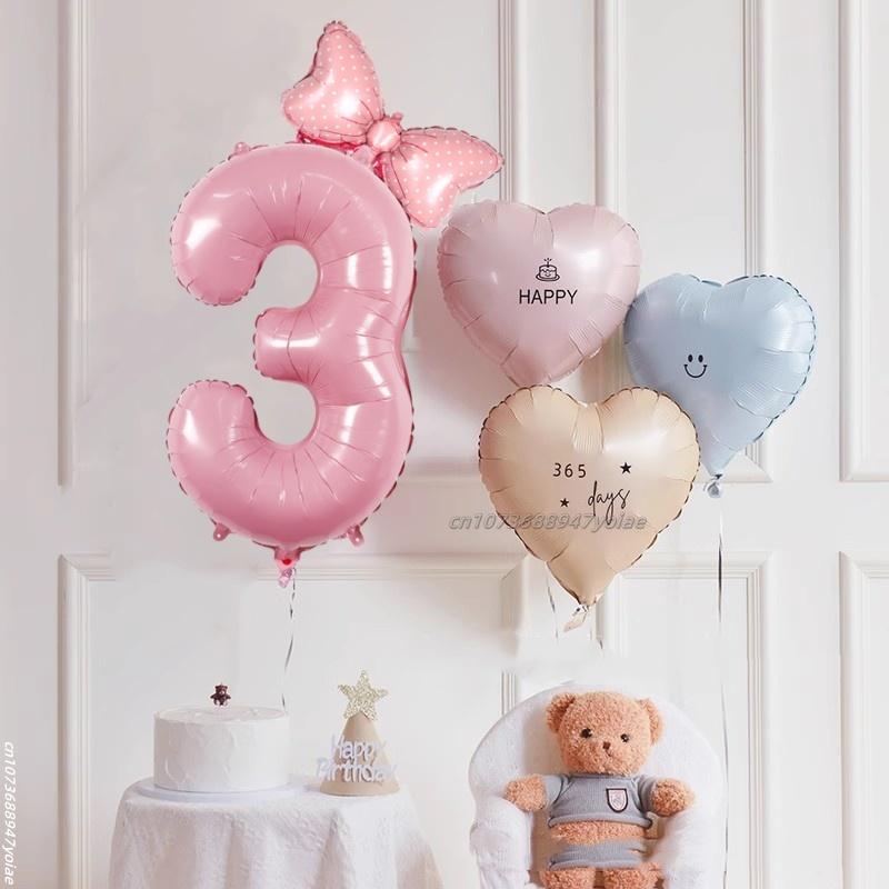 32 Inch Birthday Number Ballons New Girls Princess Birthday Pink Bownot Balloons Wedding Party Ballons Jumbo Number Balloon