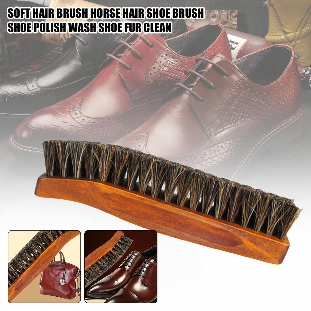 

Новая чистая бытовая щетка для полировки обуви, щетка для ухода за кожей, щетина из конского волоса