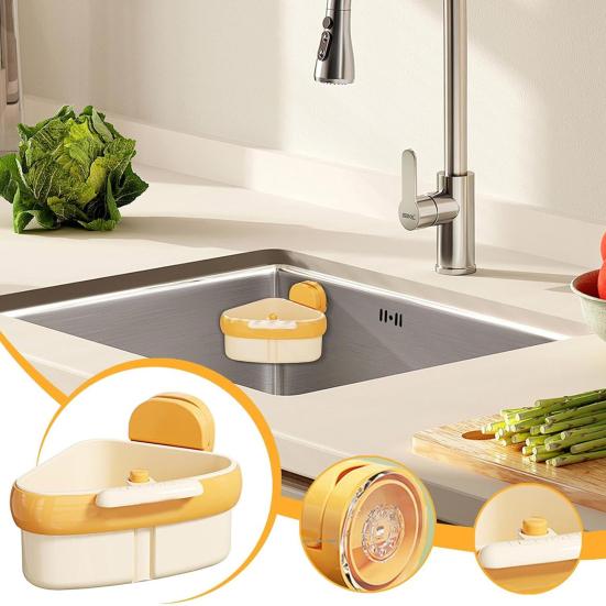 Suction Cup Kitchen Sink Strainer Basket Large Capacity Simple Installation Corner Sink Trash Catcher Sponge Holder