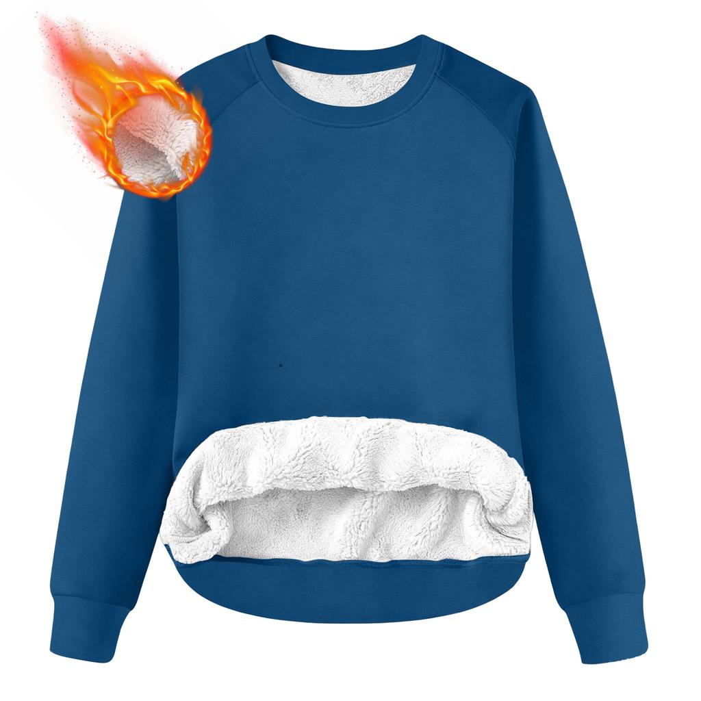 Men's Round Neck Fleece-Lined Thick Solid Color Sweatshirt