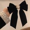 New Black Velvet Bow Hair Pins Elegant Fabric Alloy Roses Hair Clips For Women Fashion Ponytail Barrette Heawear Accessories