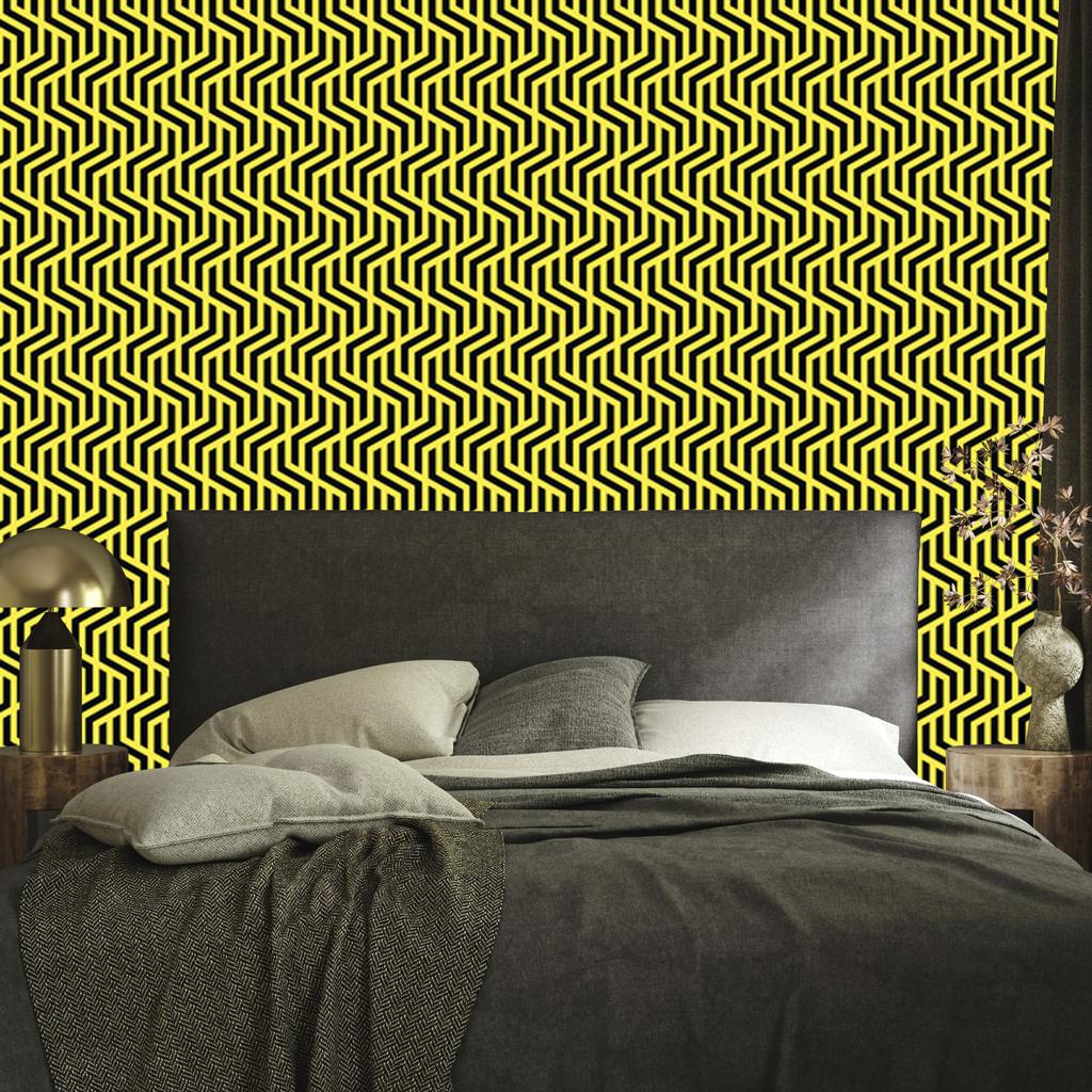Wallpaper Geometric Pattern Yellow and Olive for Living Room and Bedroom 50x1000
