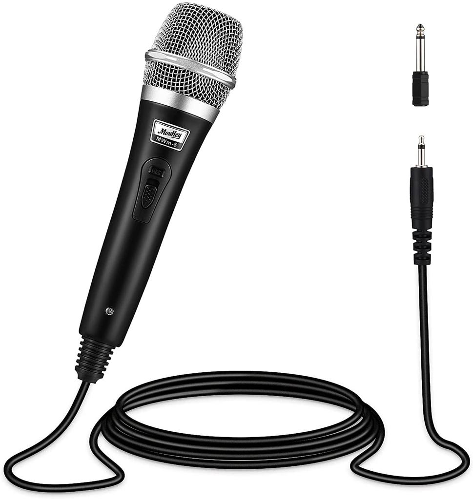 Moukey Dynamic Microphone with 13ft Cable, Metal Handheld Heart-Shaped Wired Karaoke Microphone for Singing, Stage, and Parties, Compatible with