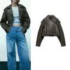 Spring & Fall New Arrival Motorcycle Leather Coat Fashion Lapel Loose Short Poly Urethane Leather Jacket Outwear 4341826