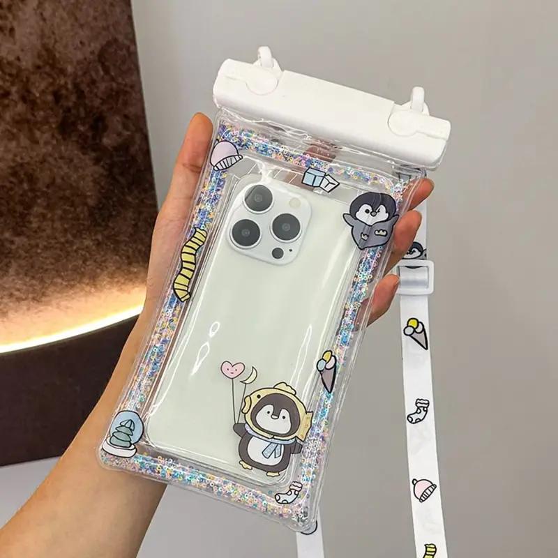 Fashion Cartoon Waterproof Phone Bag Sealed Touch Screen Airbag Protective Cover Floating Lanyard Swimming Storage Bag Summer