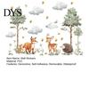 Gentle Healing Style Wall Decor Watercolor Forest Animals Stickers, Cute Fox Deer Hedgehog PVC Waterproof Decals, Low Saturation Cartoon Stickers Peel