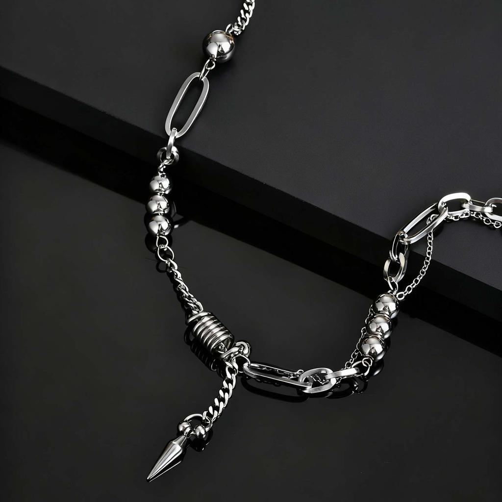 Hip-Hop Punk Rivet Pendant Necklace for Man, Stainless Steel Splicing Clavicle Chain Necklace, Fashion Jewelry Accessories