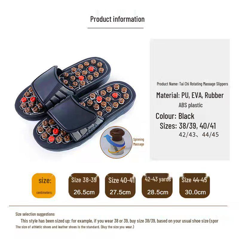 Men's Rotating Tai Chi Massage Slippers – 2024 Summer Anti-Slip Indoor Acupoint Foot Therapy.