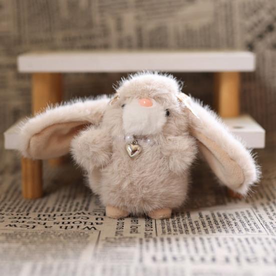 Doll Pendant Keychain Cartoon Rabbit Plush Keyring with Heart Necklace Car Key Holder Pendant Backpack Accessories