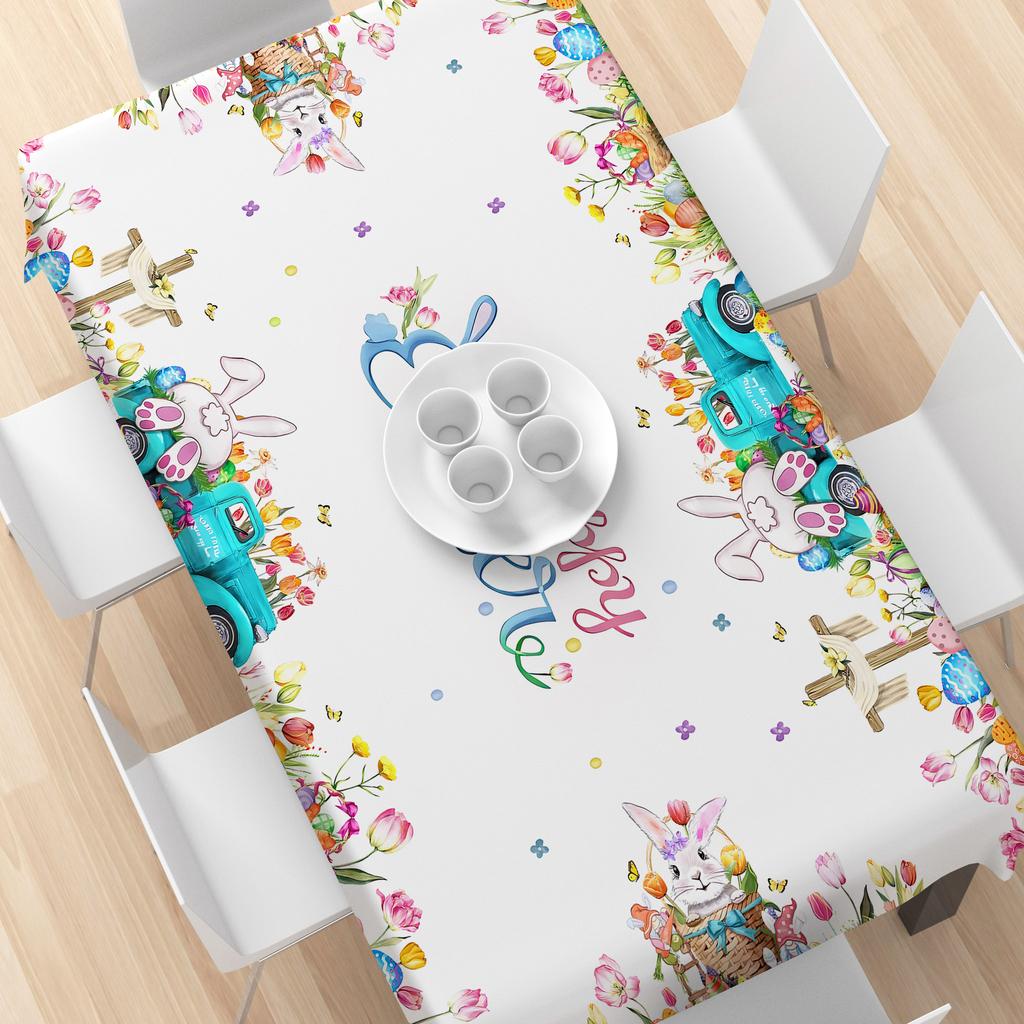 Easter Rectangle Tablecloth, Easter Eggs Design Tablecloth For Kitchen Dining Table Home Holiday Party Picnics & Dinners Decor