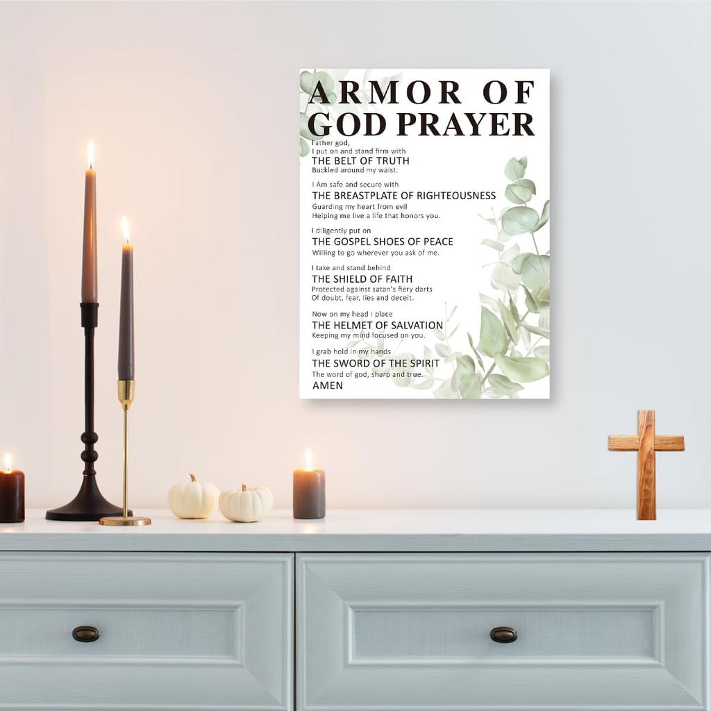 Armor of God Wall Art,Armor of God Prayer Wall Decor Canvas Print Painting Artwork for Christian Home Office Wall Decor