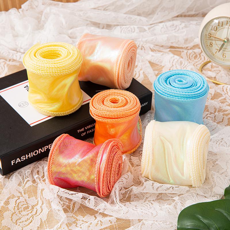 Panglică de 6cm din Fir Coadă de Pește Iridescent pentru Buchete de Flori DIY, Cadouri și Decorațiuni pentru Tort