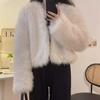 Winter Classic Temperament Lady Plush Short Coat Pure V-neck Casual Style Women's Fox Fur Coat