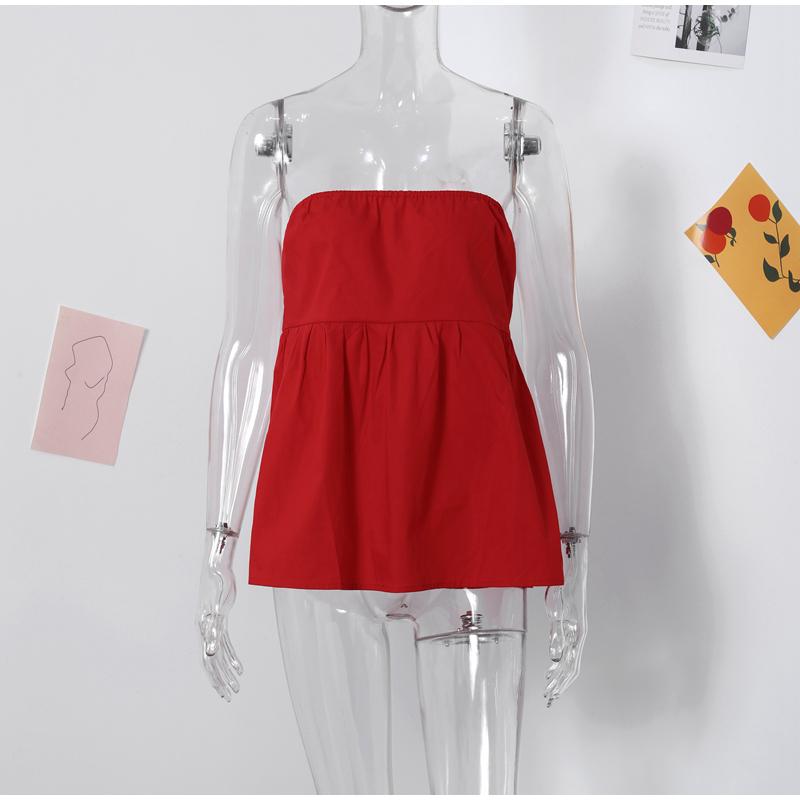 Dámský top bez ramínek Odhalená ramena Korzetový top Růžový Bílý Červený Modrý Top bez ramínek Bez zádové části Bez rukávů Crop top Žena 2024