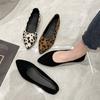 Single shoes women's 2025 spring new fashion flat pointed shoes leopard print women's flat shoes black beige