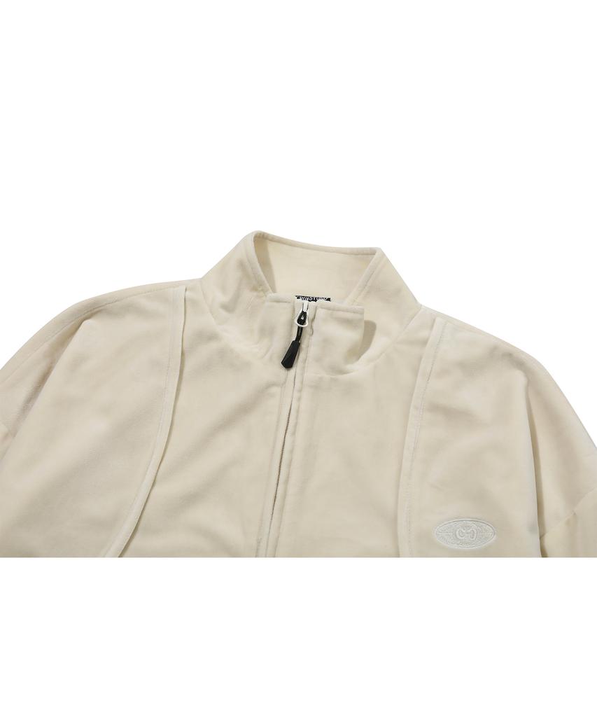 Cpgn Studio Velvet Racing Track Jacket Cream