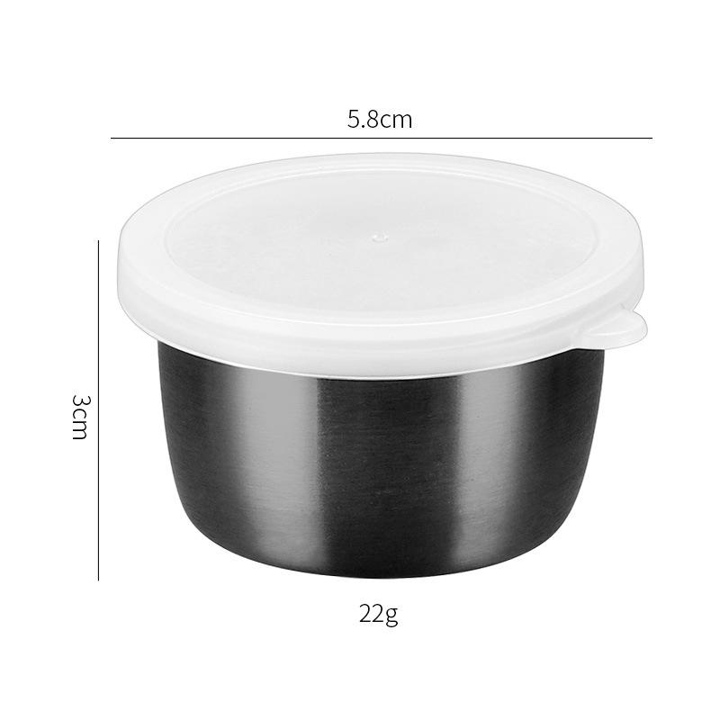 304 Stainless Steel 40ml Condiment Dish with Plastic Lid, Leak-proof Sauce Cup, Simple Ins Style Dipping Dish