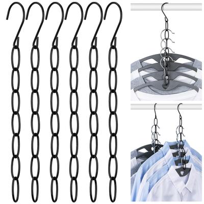 6/10Pcs Metal Chain Clothes Hanger Organizer with 7 Slots Multiple Hangers In One Collapsible Vertical Space