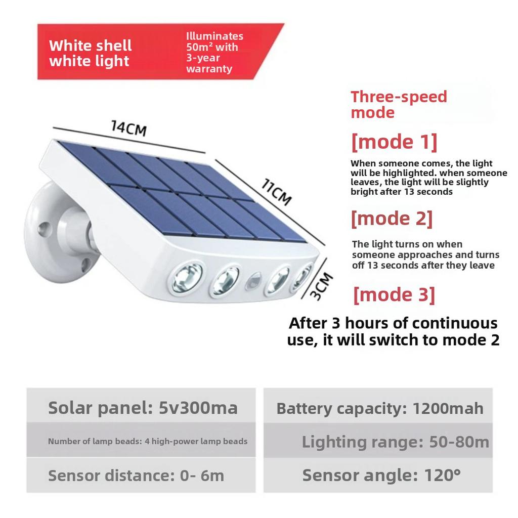 LED Solar Wall Light, Fake Security Camera Lamp, Motion Sensor, Waterproof Outdoor Garden Courtyard Solar Flood Light