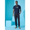 Marineblaues „Hello Summer“-Pyjama-Set mit kurzen Ärmeln und Aufdruck für Herren