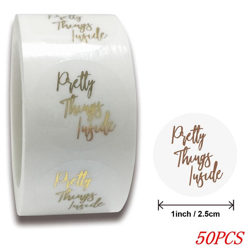 50-500pcs 1inch Clear Gold Foil Thank You Stickers for Envelope Sealing Label Stickers Pretty Things Inside for Gifts Package