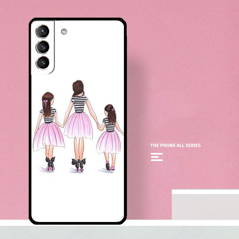 Black Brown Hair Baby Mom Girl Son Phone Case For Samsung Galaxy S24 S26 Ultra S20 S21 S22 S23 S25 Plus S10 S25 FE Cover Coque