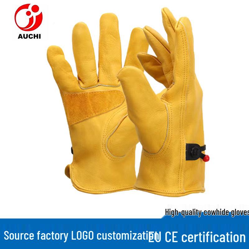 

Удобные износостойкие рабочие перчатки из коровьей кожи для езды, строительства и садоводства M жёлтый