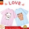 Couple Bubu Is Throwing Flipflops At Dudu Tshirt Funny Valentines Day Clothes Cute Panda Bear Bubu Dudu Tops Y2k Cotton Tshirt