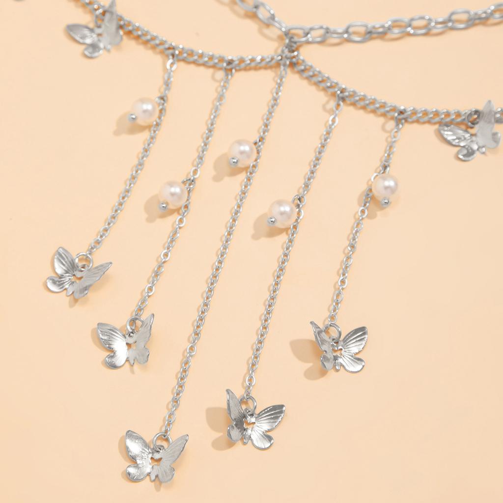 Sexy Metal Star Butterfly Waist Chain Beach Wind Waist Chain Pearl Chain Tassel Body Chain