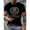 Pánské viking grafické tričko s krátkým rukávem, kulatým výstřihem, měkká bavlněná směs, potisk severského boha, ležérní streetwear top pro každodenní nošení