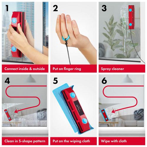Tyroler The Glider D-2 Magnetic Window Cleaner | Window Cleaning | Window Cleaning Tools for 8-18mm Thick Windows | Double-Sided Glass Cleaner | Magne