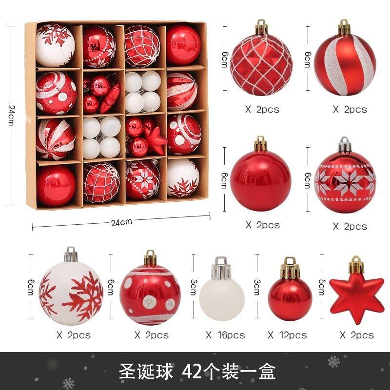 Christmas Baubles Set Tree Decoration Holiday Hanging Ornaments 42/44pcs PVC Balls