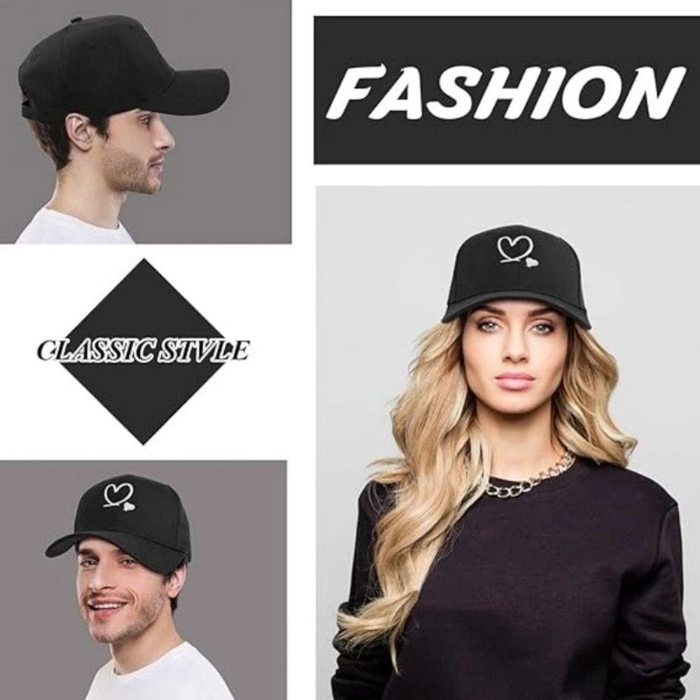 Heart Embroidered Baseball Cap UV Protection Hip Hop Hat Fashion Sun Hat  Outdoor
