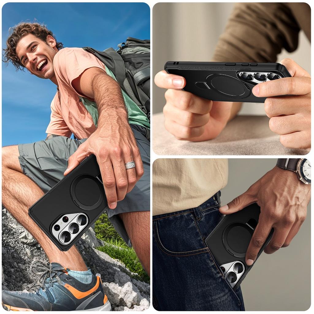 Magnetic Holder Folding Stand Phone Case for Samsung S25 S26 Ultra S24 Plus A07 A36 A56 A55 A54 A35 A26 A16 A06 A05 Armor Cover