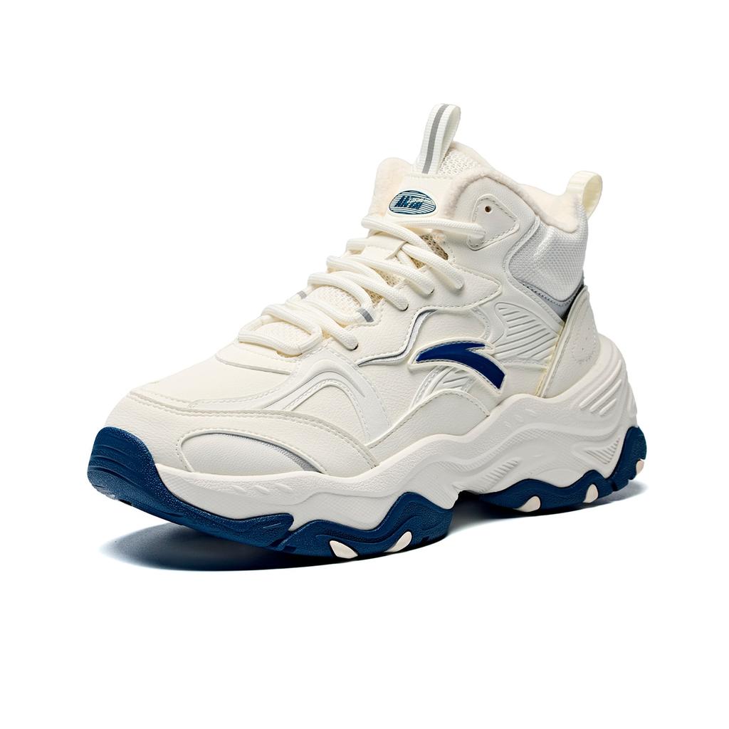 ANTA Quicksand Insulated Shoes Women's High Top Ivory White/Deep Nautical Blue/Silver 922648903-1