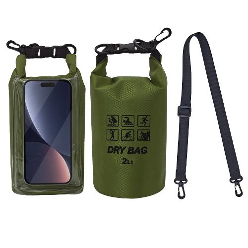 2L Wasserdichter Trockensack für Schwimmen Kajakfahren Trekking Rafting Surfen Bootfahren Tragbarer Touchscreen Outdoor Aufbewahrungsrucksack